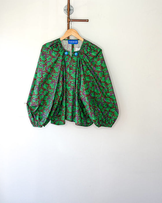 Puff Sleeve Dragon Print Bauble Top